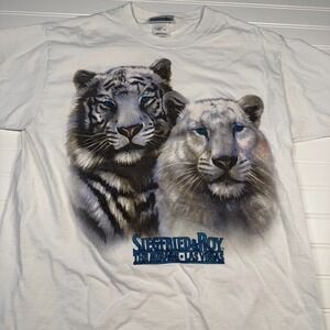 Siegfried and Roy Mirage Las Vegas‎ T-Shirt Men s Large White Tiger Sparkles VTG